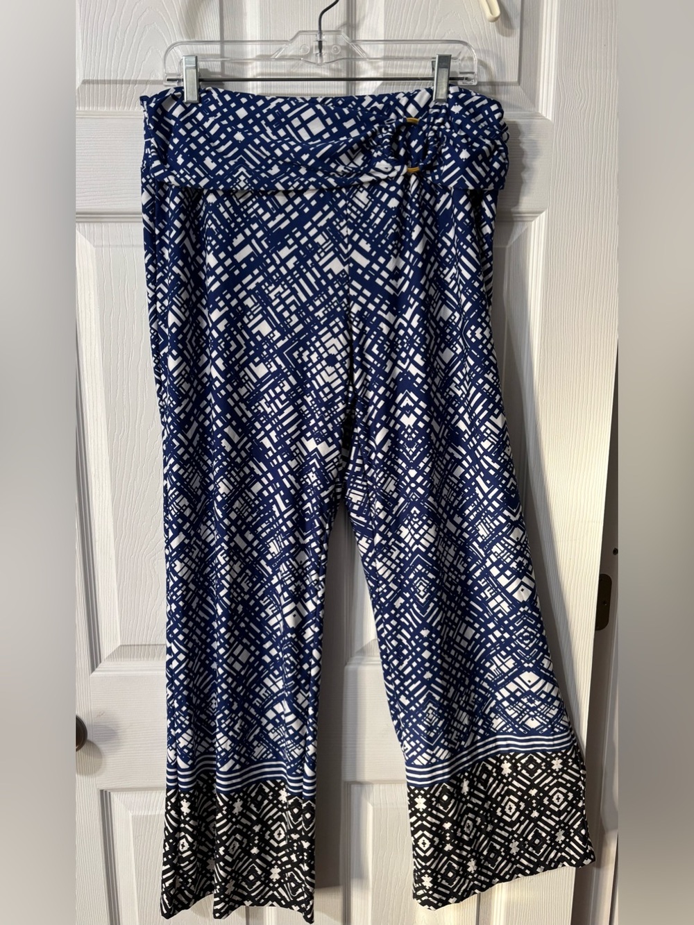 Robert Louis Wide Leg Pull On Pants Blue White 2X (READ) Boho Cruisewear